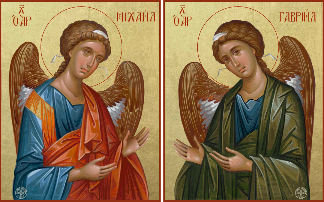 Set of Two Icons - Archangels Michael and Gabriel in Prayer