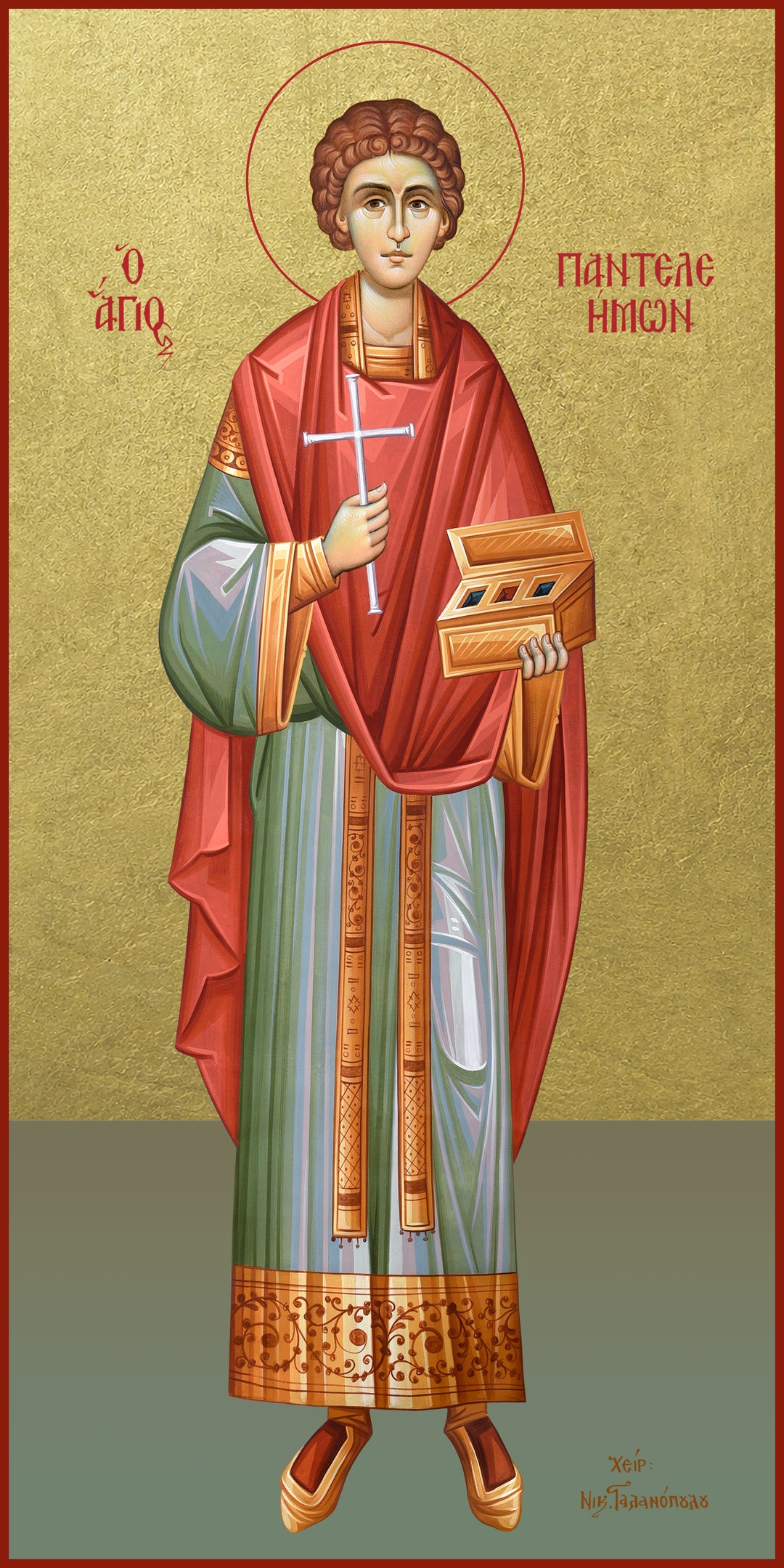 Saint Panteleimon Holding Cross
