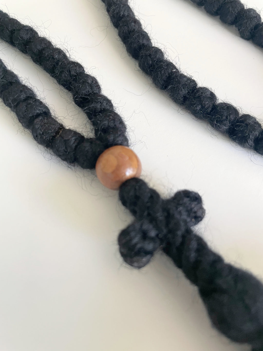 Wool Prayer Rope (Extra Long) with Knitted Cross & Tassel