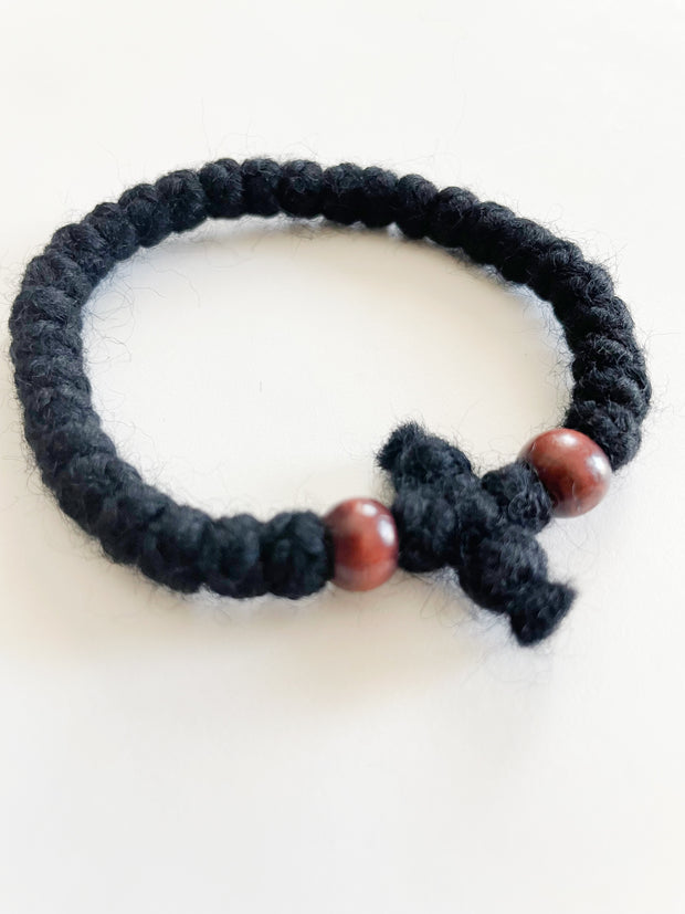 Wool Prayer Rope from Mount Athos (Dark Bead)