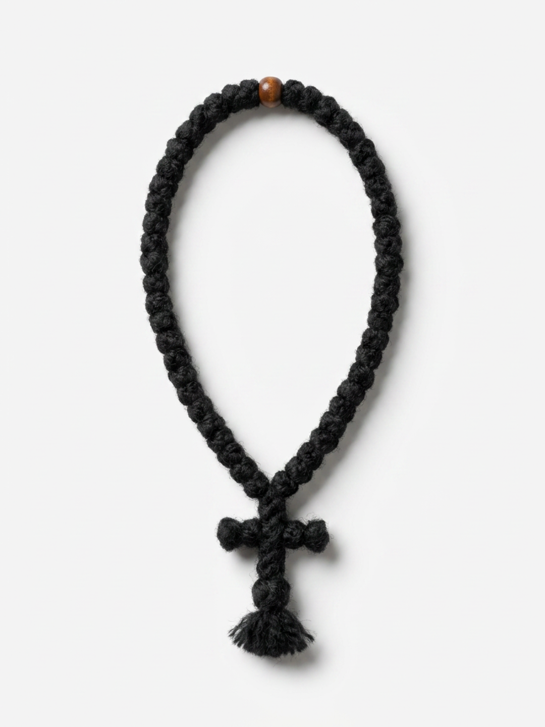 Wool Prayer Rope with Knit Cross